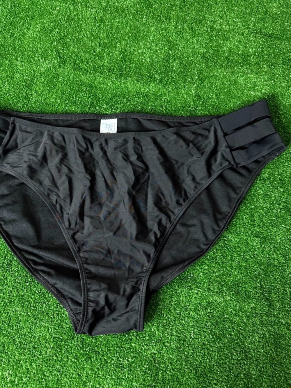 Time and Tru High Waisted Strappy Side Black Bikini Bottoms Plus Size 2X
